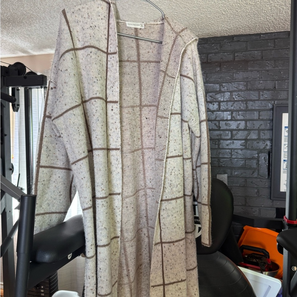 Women's Cream and Brown Cardigan